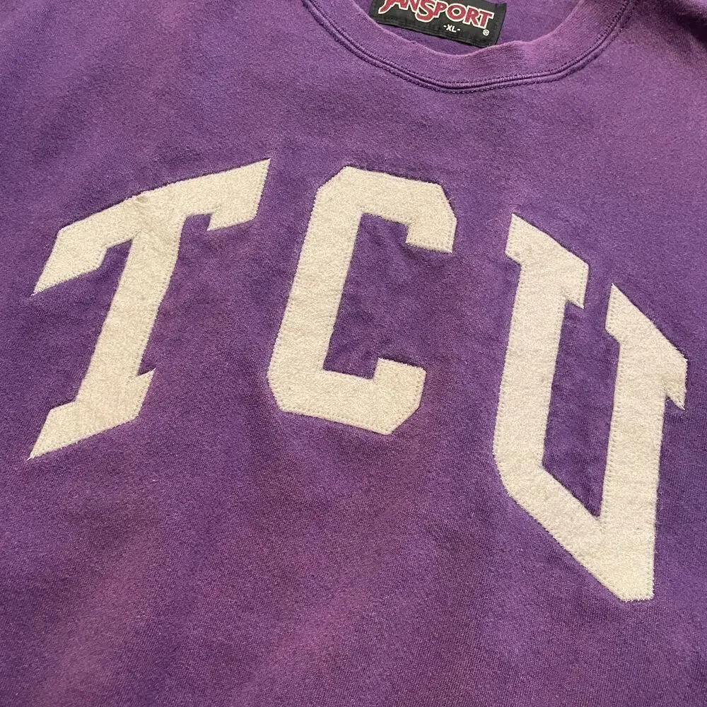 Vintage TCU Jansport Crewneck Sweatshirt XL Horned Frogs NCAA Patches University - Picture 3 of 15